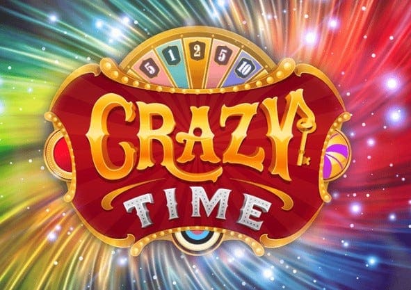 QQ2 Crazy Time wheel mid-spin on live game-show featuring bright neon colours and dynamic action